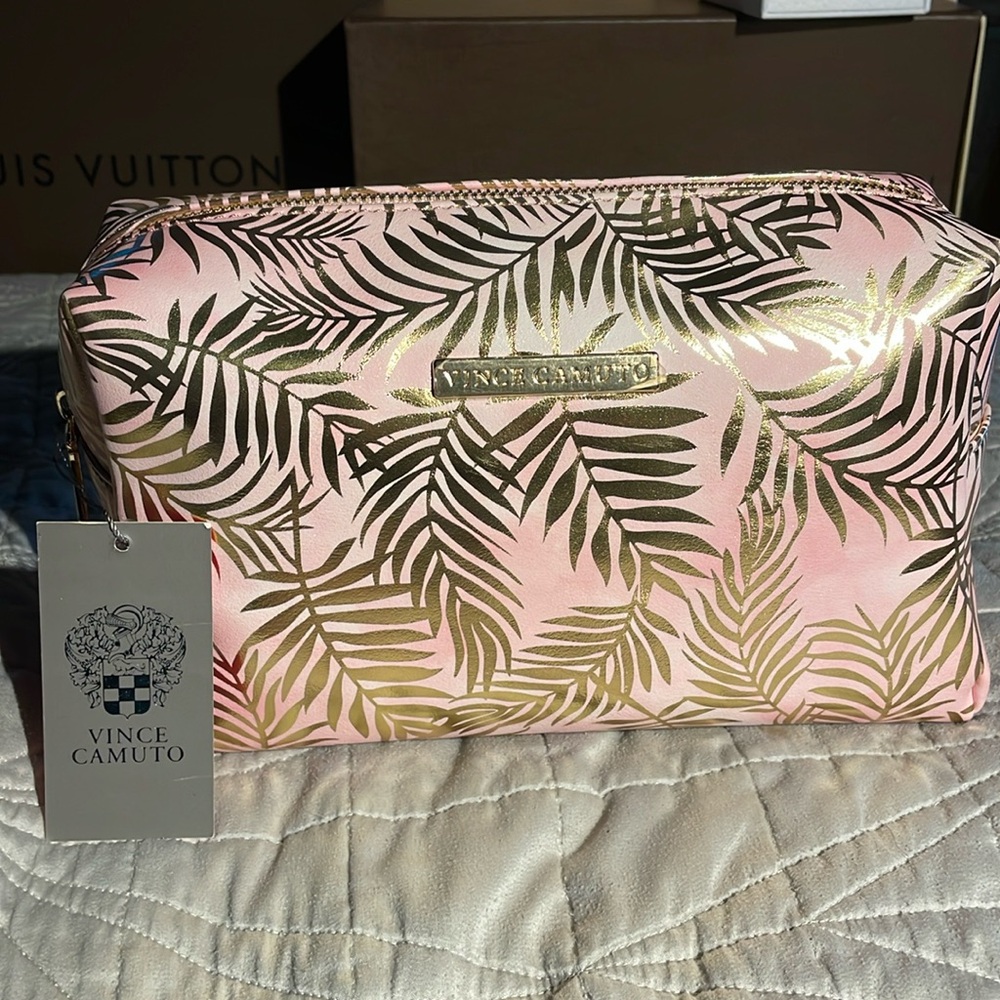 Large Vince Camuto Ombré Floral Cosmetic Bag
